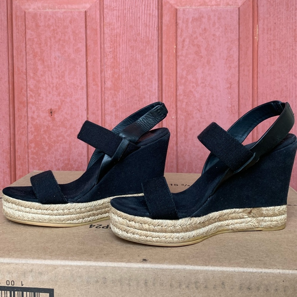 TORY BURCH Black Espadrille Wedges - Picture 5 of 8